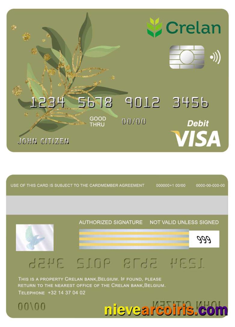 Belgium Crelan bank visa card